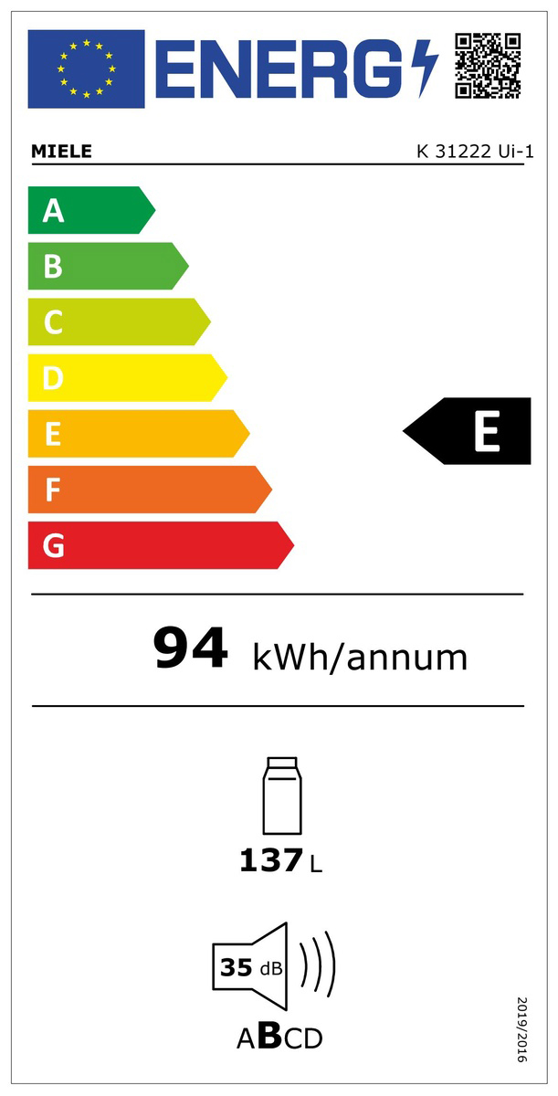 Kühlschrank UB E 137l ws fest 94kwh B59,7mm H82mm