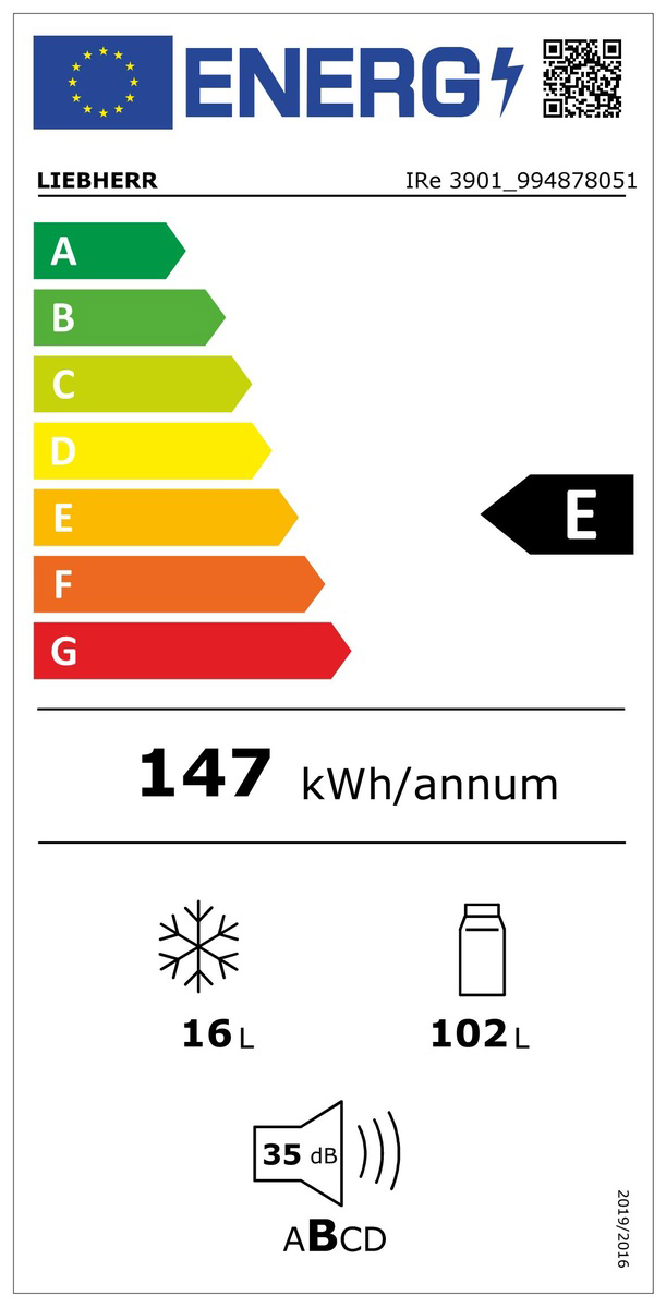 Kühlschrank EB E 102/16l N874-890mm fest integr Dekor mit Zubehör möglich 147kwh