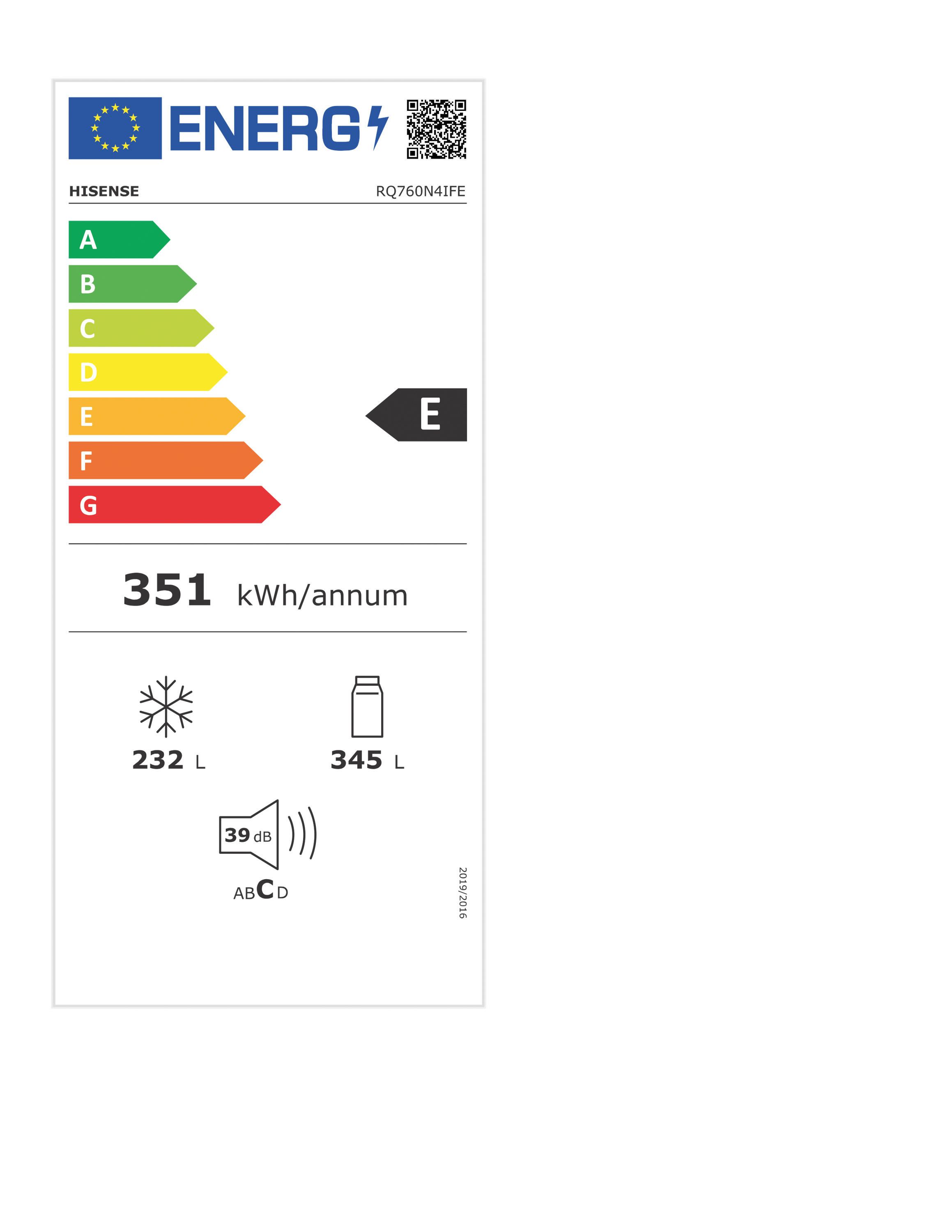 Kühl-/Gefrierkombi sbs E da-inox 351kwh 345/232l dark inox 1785x914x725mm