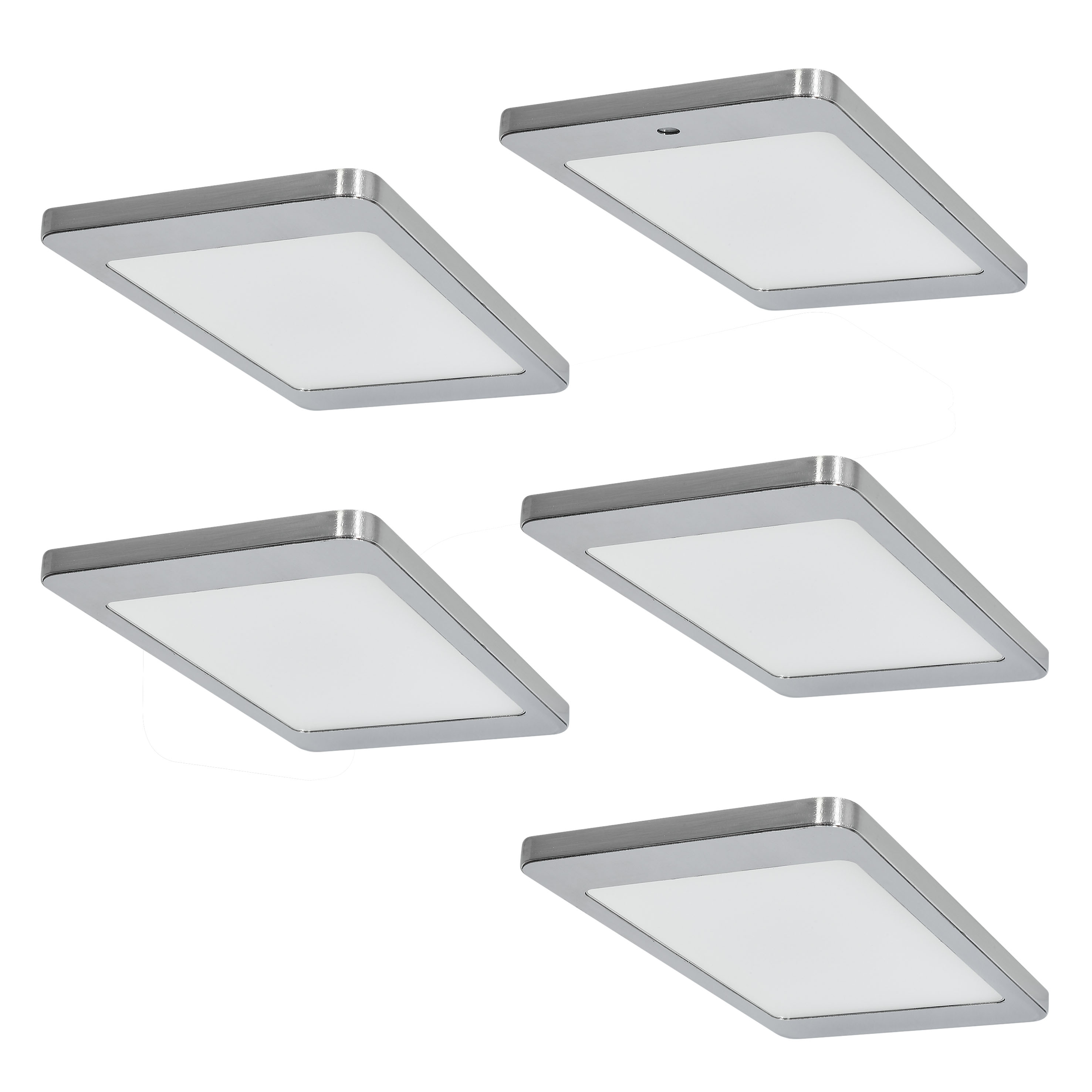 5er-Set LED Leuchte KYRA 5x4,8W, Edelstahl-Optik, 3500K warmweiß