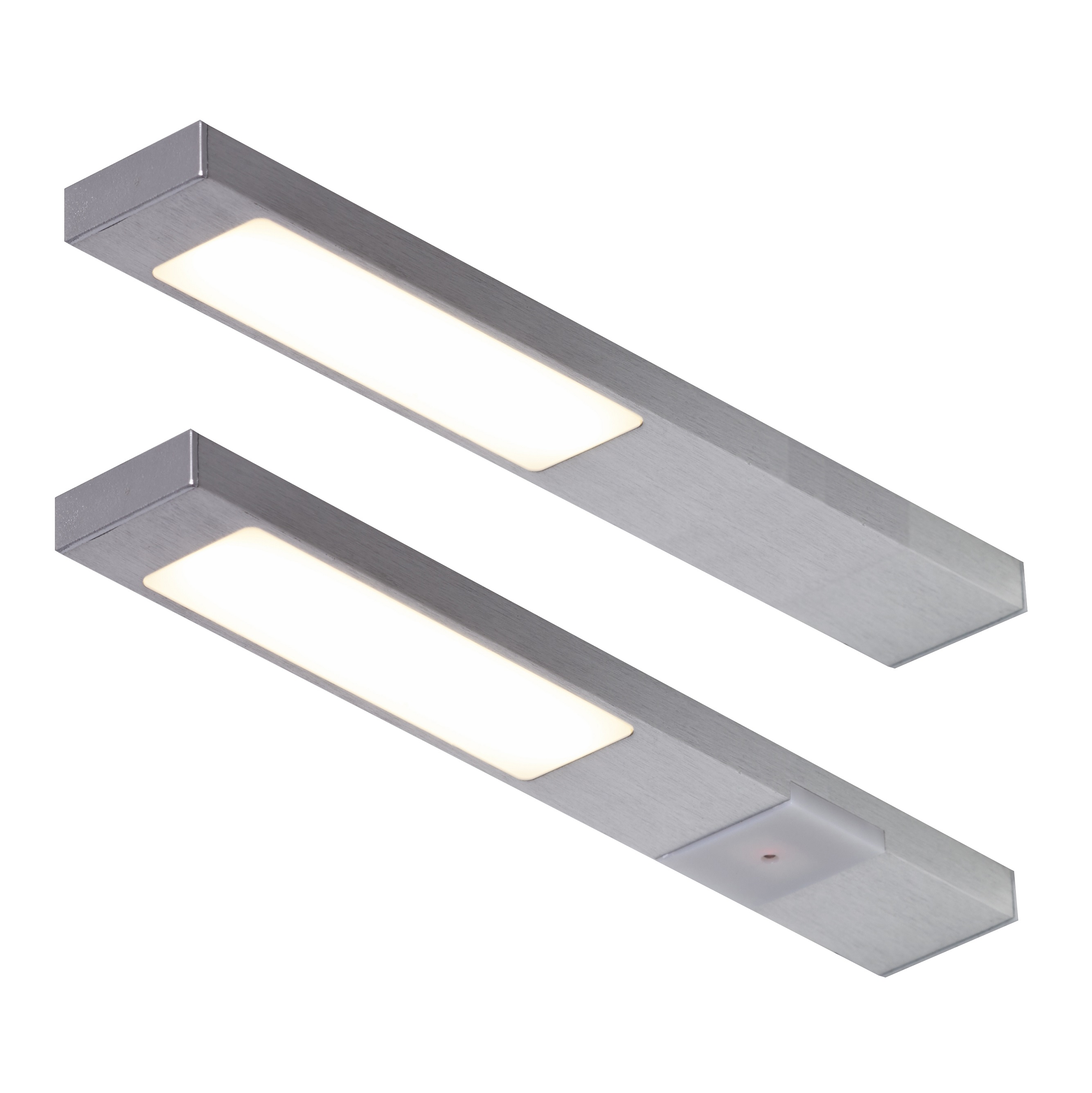 2er-Set LED Leuchte NEOPLAN 2x2,2W, Edelstahl-Optik, 3000K warmweiß