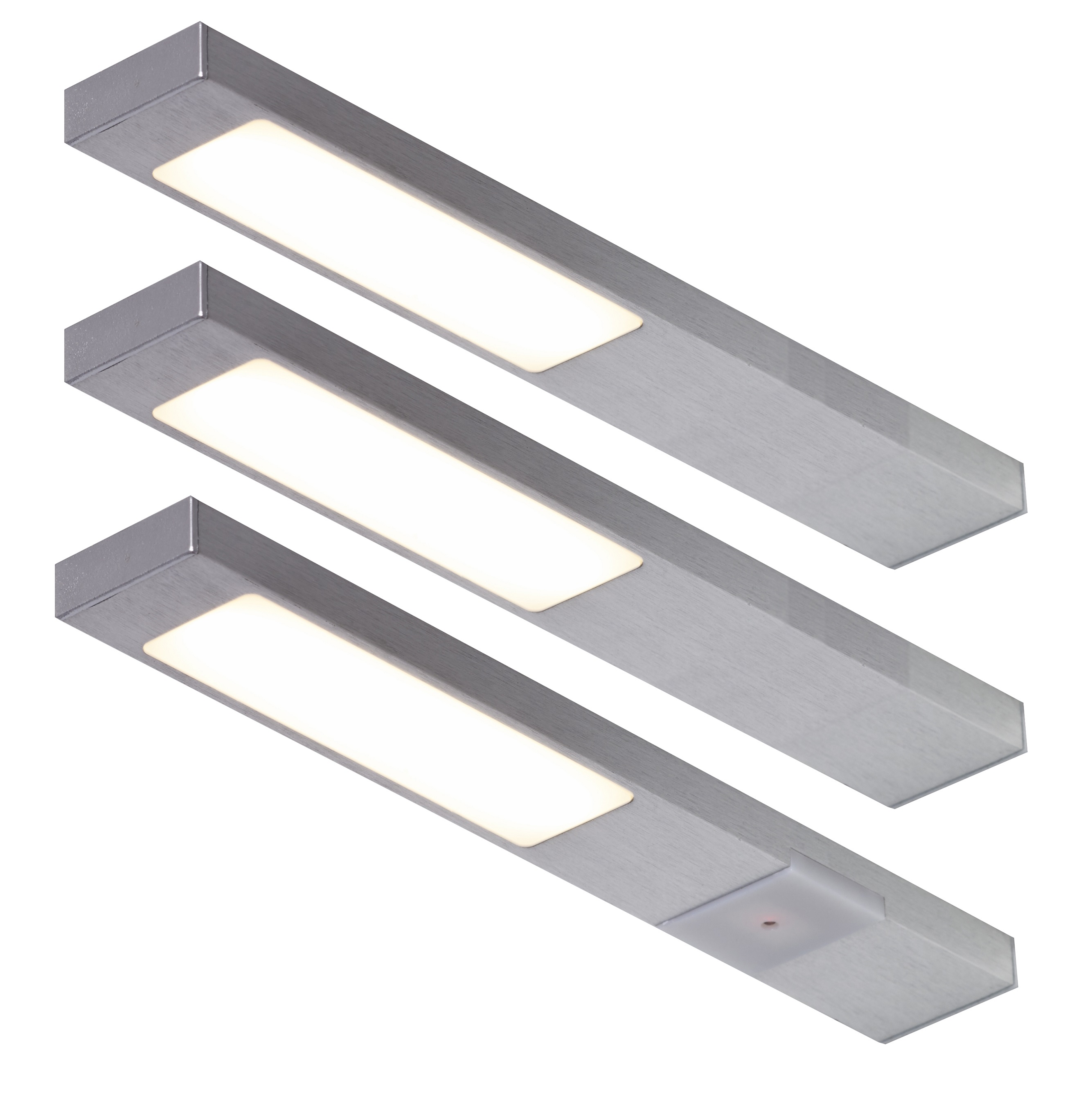 3er-Set LED Leuchte NEOPLAN 3x2,2W, Edelstahl-Optik, 3000K warmweiß