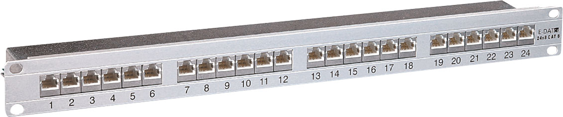 Patchpanel 24Ports 1HE Cat6A Schirm 19Zoll-Einbau 44,45x482,6x90,5mm