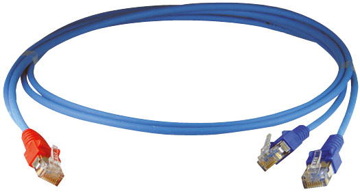 Y-Kabel Cat5E 0,5m bl S/FTP RJ45 RJ45 cross AWG20