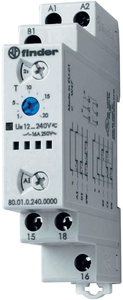 Zeitrelais 12-240V/AC 0.1s-24h ansprVerz Funktion ansprechverzögert Festzeit