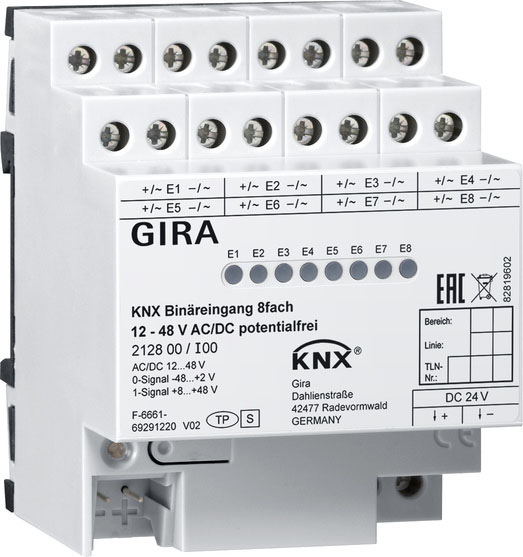 Binäreingang KNX REG 4TE LED 8f m.LED-Anz