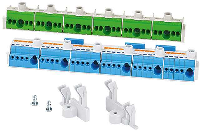 Klemmleiste 2p bl/gn-ge 75A 1,5-25qmm Direktmont Thermopl blau/grün-gelb