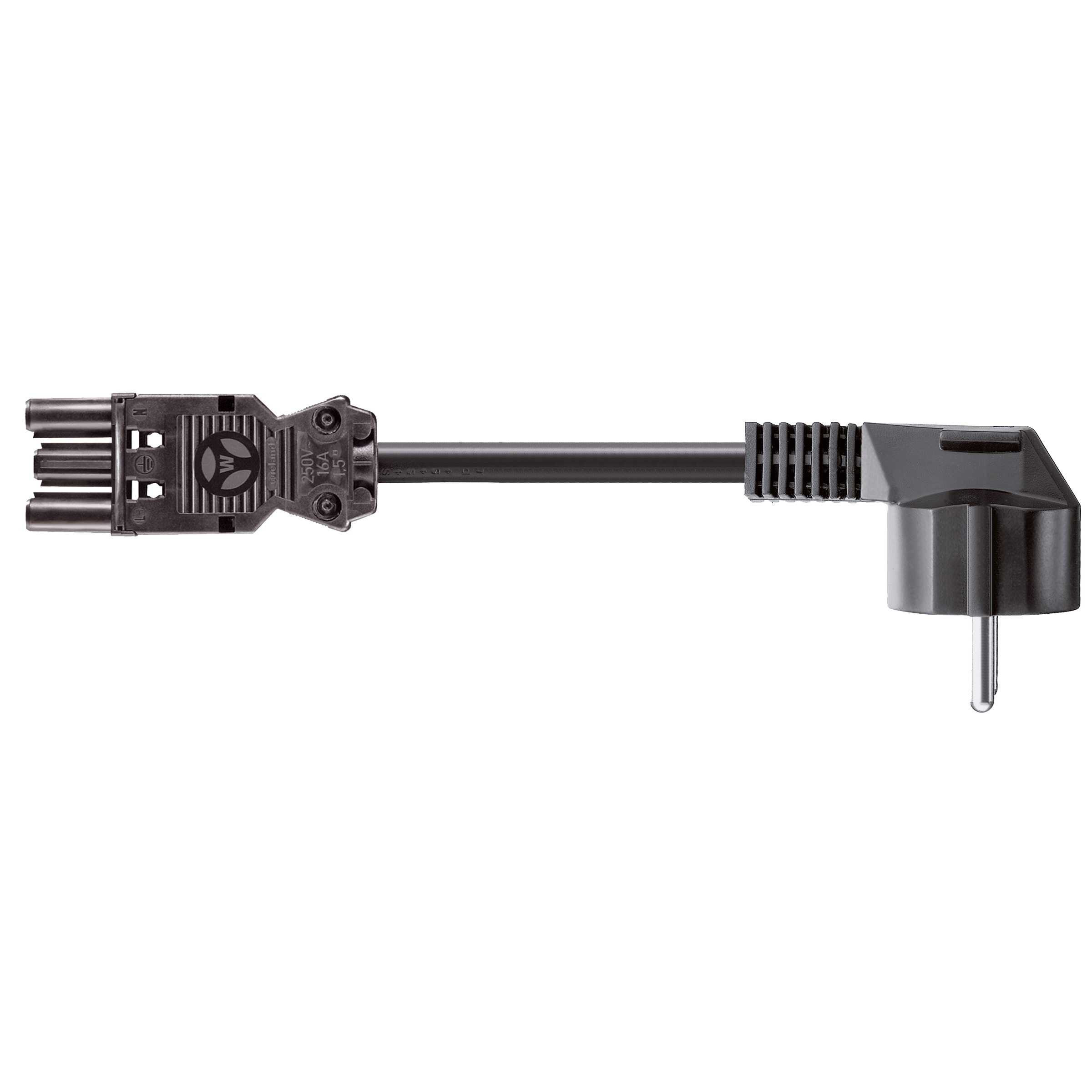 Geräteanschlussleitung 3p H05VV-F 1,5qmm L3000mm 3x1,5qmm sw Netzstecker Buchse