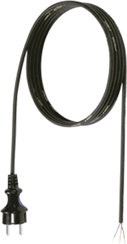 Netzanschlussleitung 3m 3x1,5qmm 16A sw IP20 Aderendh 0-70°C Gummi