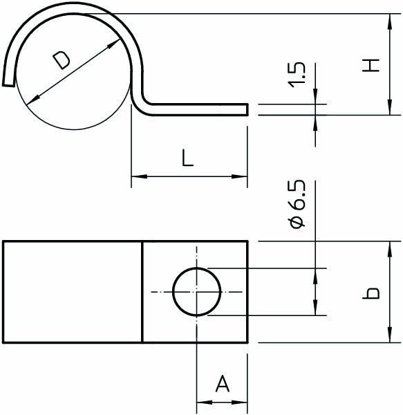 Befestigungsschelle 1f Ø14mm einlappig ST hfr