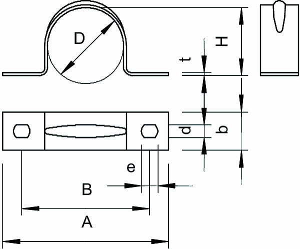 Befestigungsschelle 1f Ø50mm zweilappig ST