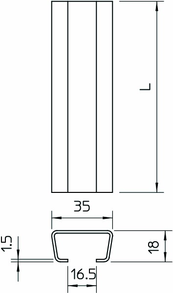 C-Profilschiene ST 2000x35x18mm 16,5mm D1,5mm