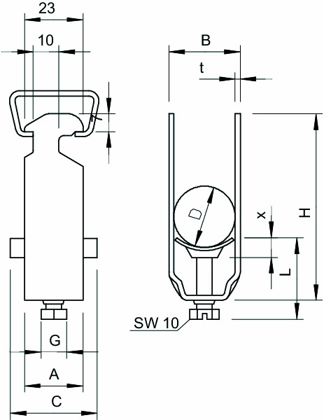 Bügelschelle 8-12mm 1f ST Profilschiene Wanne&#x3D;Kunststoff hfr