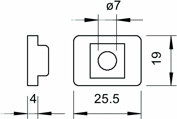 Distanzstück 25,5x19,5x4mm