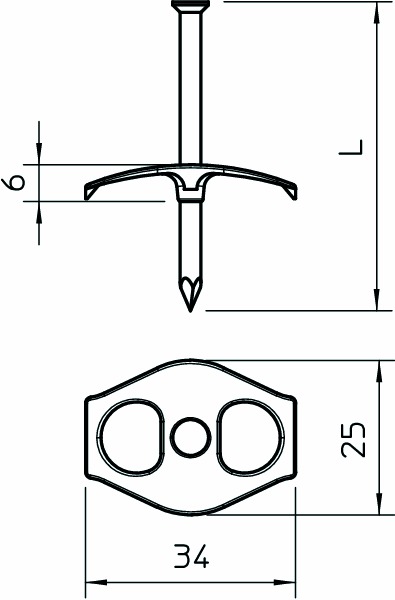 Nagelscheibe m.Nagel Ø3x40mm ST/Kst Mit Nagel 4xNym3x1,5mm