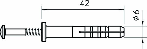 Nageldübel Ø6x40mm Kst m.Schraubnagel PZ Mit Schraubnagel