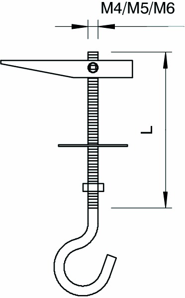 Kippdübel Ø16mm ST M6x100mm m.Haken Mit Sechskantmutter