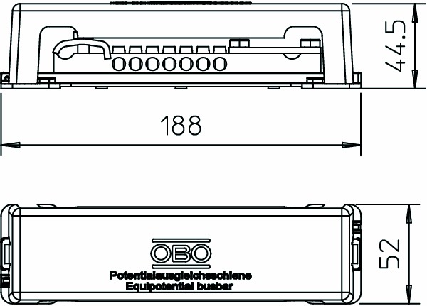 Potentialausgleichschiene 1rndl 1fl Ms m.Haube ST Aufb_fix