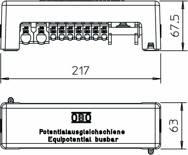 Potentialausgleichschiene 1fl 2ltg Ms m.Haube Aufb_fix