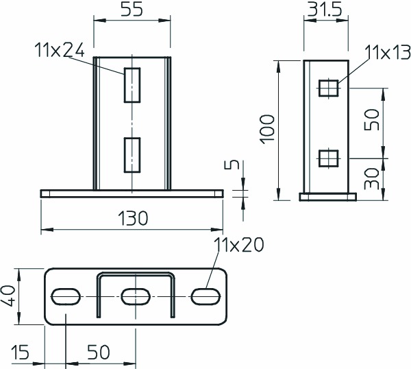 Schraubkopfplatte U-Profil f.Deckenmont Geeignet für Deckenmontage 90°