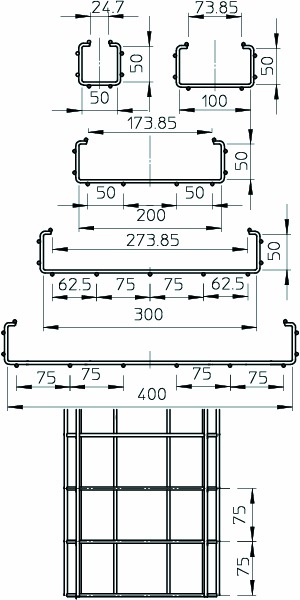 Gitterrinne C-Form CGR-Serie geschraubt 50x50x3000mm