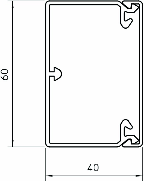 Leitungsführungskanal Kst 40x60x2000mm ws unbeh LF-K RAL9001