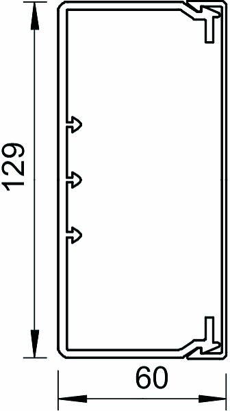 Leitungsführungskanal Kst 60x130x2000mm ws unbeh LF-K RAL9001