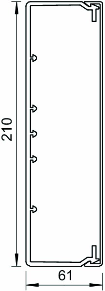 Leitungsführungskanal Kst 60x210x2000mm ws unbeh LF-K RAL9001