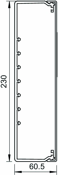 Leitungsführungskanal Kst 60x230x2000mm ws unbeh LF-K RAL9001