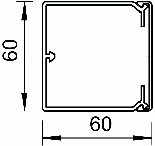 Leitungsführungskanal Kst 60x60x2000mm ws unbeh LF-K RAL9001