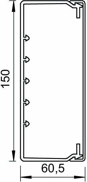 Leitungsführungskanal Kst 60x150x2000mm stgr unbeh LF-K RAL7030