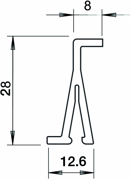 Trennwand LF-K 28,5mm Kst steckb Einzel lgr RAL7035 unbeh