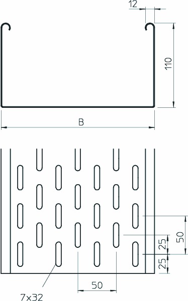 Kabelrinne SKS-Serie 110x200x1,5mm Rinne mitgel.Verb 3000mm Seitenl