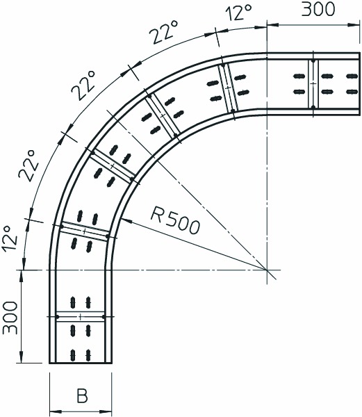 Bogen 90° für Weitspannka horiz R&#x3D;500mm