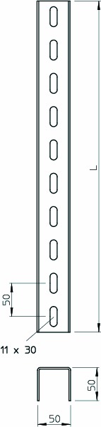 U-Profilschiene ST US 5-Serie D2,5mm 3000x50x50mm 3Seit_gel