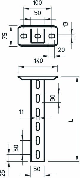 Hängestiel ST 200mm US 5K-Serie U-Profil 5,75kN f.Funktionserh