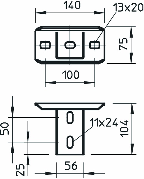 Schraubkopfplatte US 5-Serie U-Profil Geeignet für Deckenmontage 90°