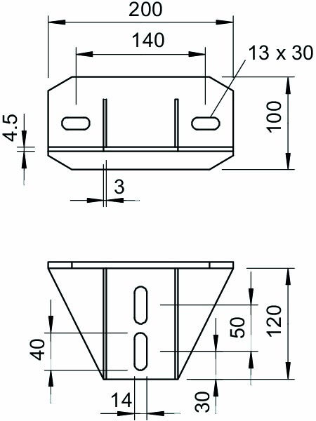 Schraubkopfplatte U-Profil f.Deckenmont Geeignet für Deckenmontage 90°