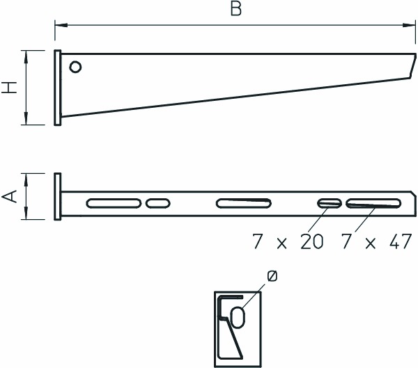 Wand/Stielausleger AW 15-Serie 1500N ST 0-210x60mm f.Funktionserh