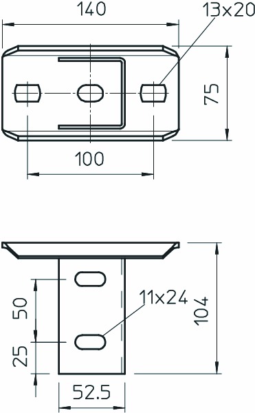 Schraubkopfplatte US 5-Serie U-Profil Geeignet für Deckenmontage 90°