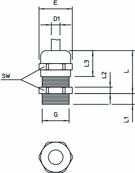 Kabelverschraubung M63 V-TEC Ms si IP68 vernick 10mm ger m.Zugentlastung