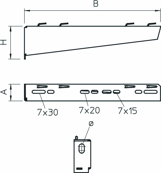 Wand/Stielausleger MWAG-Serie 0-400x83mm 1200N ST