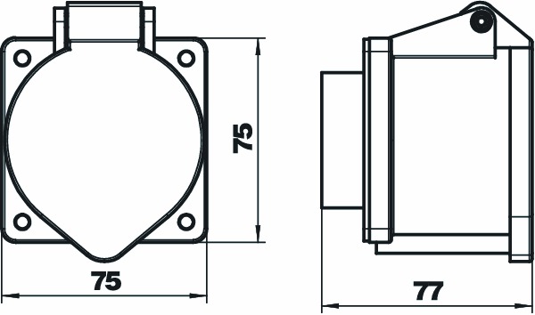 CEE-Anbausteckdose 5p 32A 400V/rt 6h ger IP44 Schraubkl Kst 75x75mm