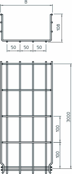 Gitterrinne U-Form GRM-Serie geschraubt 105x400x3000mm