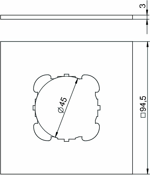 Adapterplatte Kst 1xrnd 94,5x94,5mm 1xrund