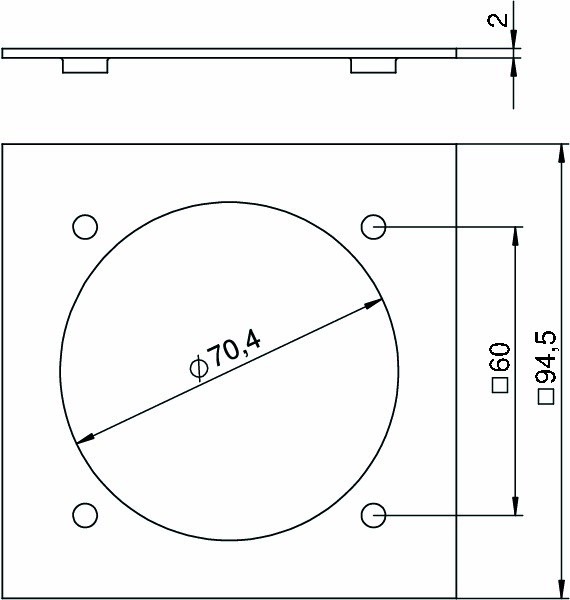 Adapterplatte Kst 1xrnd 94,5x94,5mm 1xrund