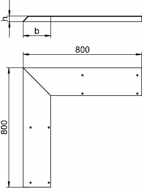 Deckel AB-K ST Außeneck eins.abgeschr 150x800mm