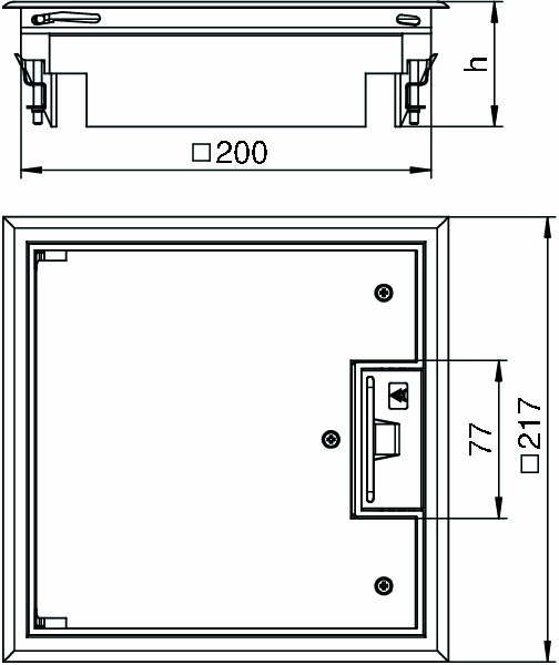 Geräteeinsatz Kst quadrat 2f gr RAL7011 m.Belagaussp 5mm 