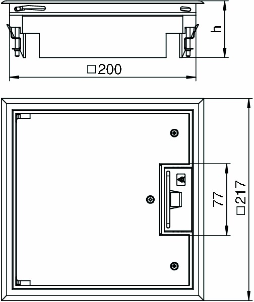 Geräteeinsatz Kst quadrat 2f sw RAL9011 m.Belagaussp 5mm Belagschutzrahm