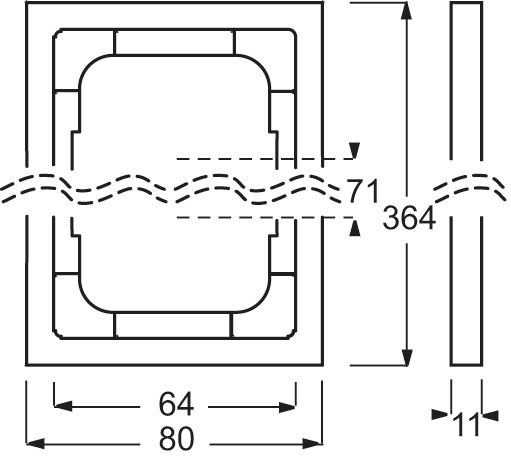 Rahmen 5f anth glz future linear Kst f.GEB-K Unterputzmontage Thermopl